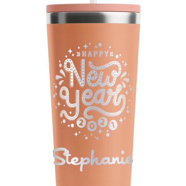 Happy New Year Peach RTIC Everyday Tumbler - 28 oz. - Close Up