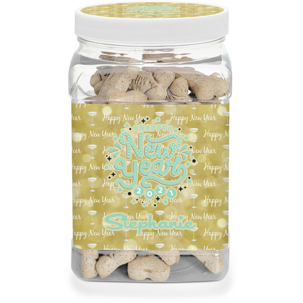 Custom Happy New Year Dog Treat Jar w/ Name or Text