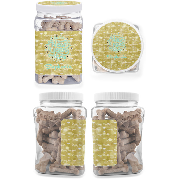 Happy New Year Pet Treat Jar - Multiple Angles