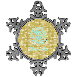 Happy New Year Vintage Snowflake Ornament (Personalized)