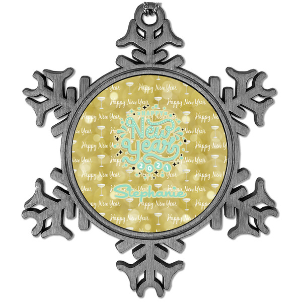 Custom Happy New Year Vintage Snowflake Ornament (Personalized)