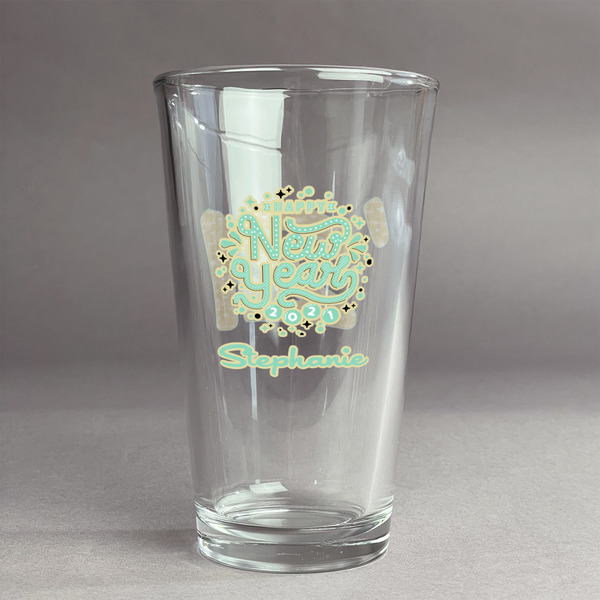 Custom Happy New Year Pint Glass - Full Color Logo (Personalized)