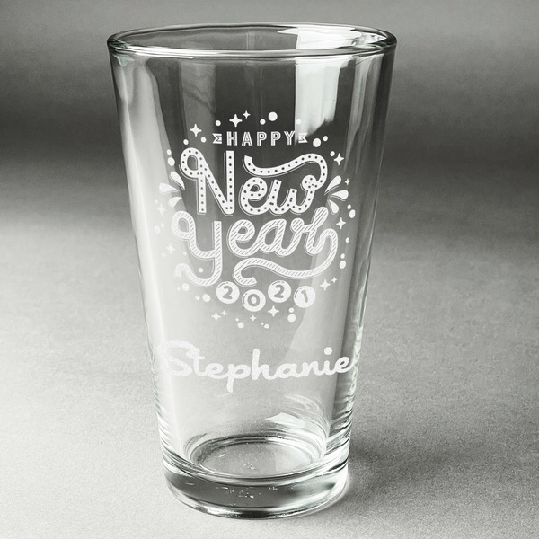 Custom Happy New Year Pint Glass - Engraved (Single) (Personalized)