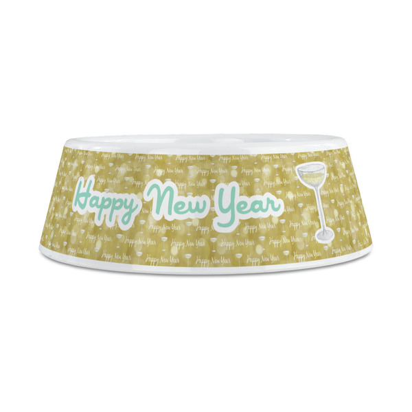Happy New Year Plastic Dog Bowls - Medium - FRONT