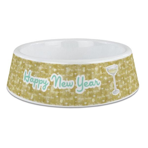 Custom Happy New Year Plastic Dog Bowl - Large (Personalized)