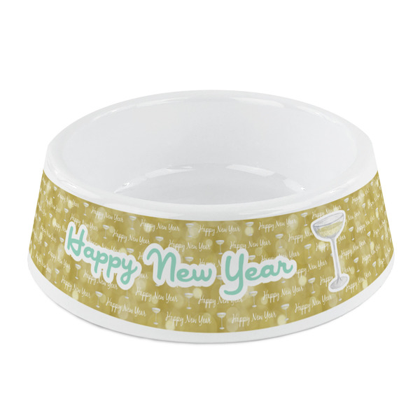 Custom Happy New Year Plastic Dog Bowl - Small (Personalized)