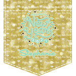 Happy New Year Iron On Faux Pocket w/ Name or Text