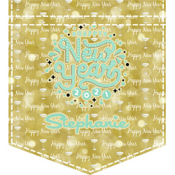 Happy New Year Iron On Faux Pocket w/ Name or Text