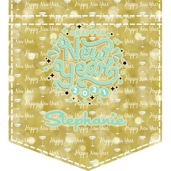Custom Happy New Year Iron On Faux Pocket w/ Name or Text
