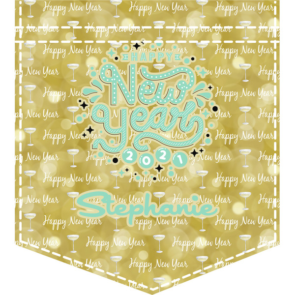 Custom Happy New Year Iron On Faux Pocket w/ Name or Text