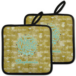 Happy New Year Pot Holders - Set of 2 w/ Name or Text