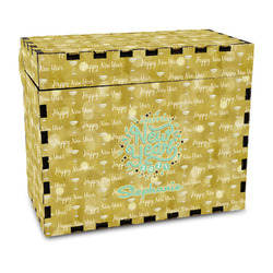 Happy New Year Wood Recipe Box - Full Color Print (Personalized)