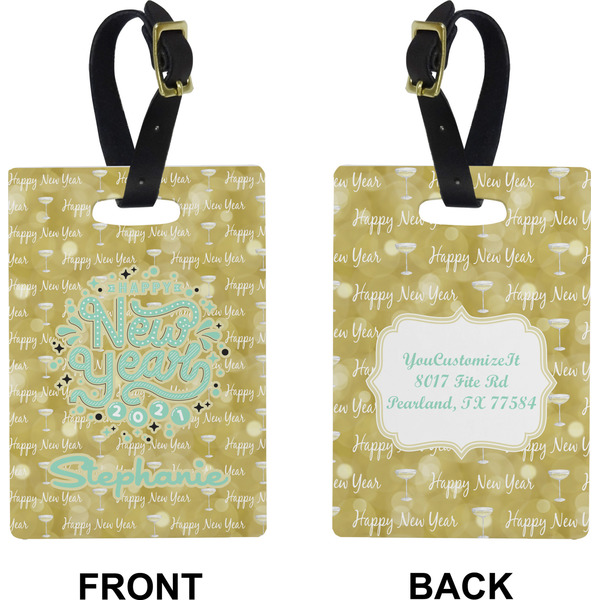 Happy New Year Rectangle Luggage Tag (Front + Back)