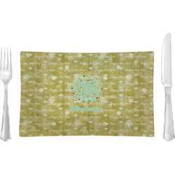 Happy New Year Rectangular Glass Lunch / Dinner Plate - Single or Set (Personalized)