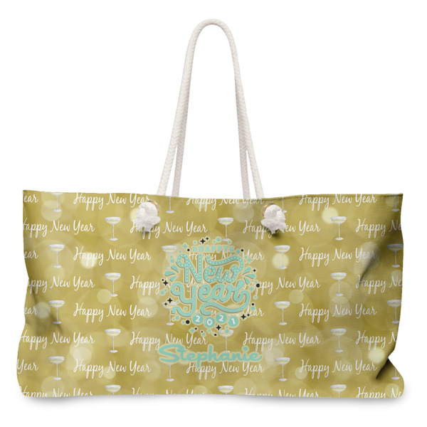 Custom Happy New Year Large Tote Bag with Rope Handles (Personalized)