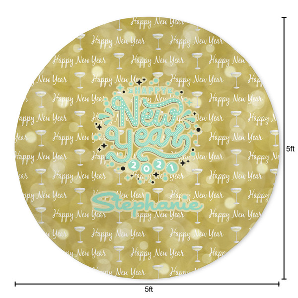 Happy New Year Round Area Rug - Size