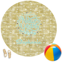 Happy New Year Round Beach Towel (Personalized)
