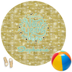Happy New Year Round Beach Towel (Personalized)