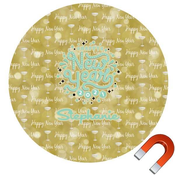 Custom Happy New Year Round Car Magnet - 10" (Personalized)