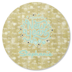 Happy New Year Round Rubber Backed Coaster w/ Name or Text
