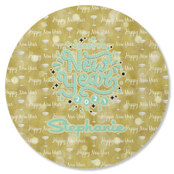 Happy New Year Round Rubber Backed Coaster w/ Name or Text