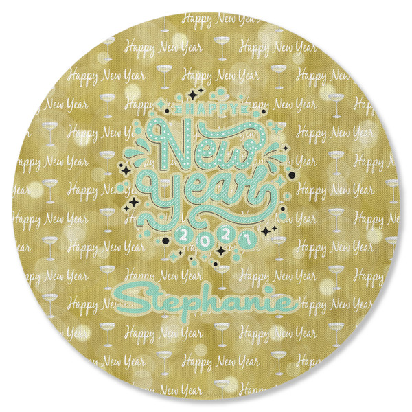 Happy New Year Round Coaster Rubber Back - Single