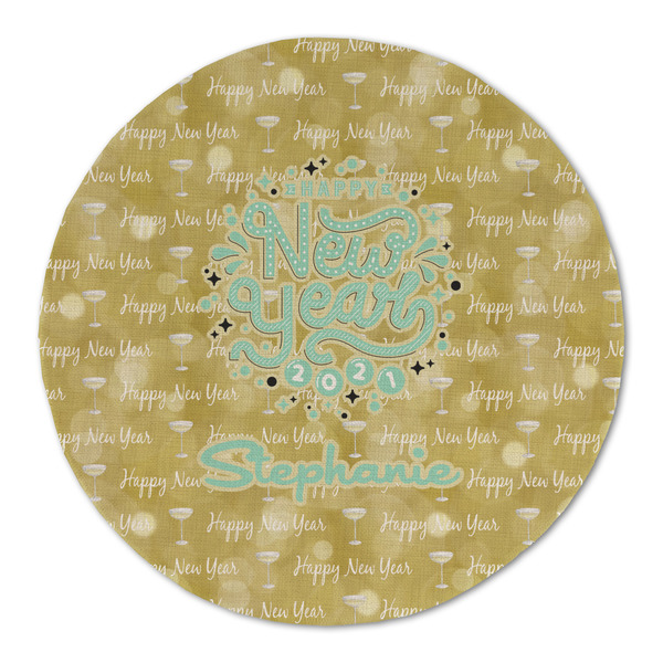 Happy New Year Round Linen Placemats - FRONT (Double Sided)