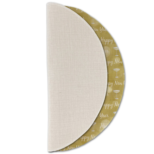 Happy New Year Round Linen Placemats - HALF FOLDED (single sided)