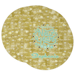 Happy New Year Round Paper Coasters w/ Name or Text