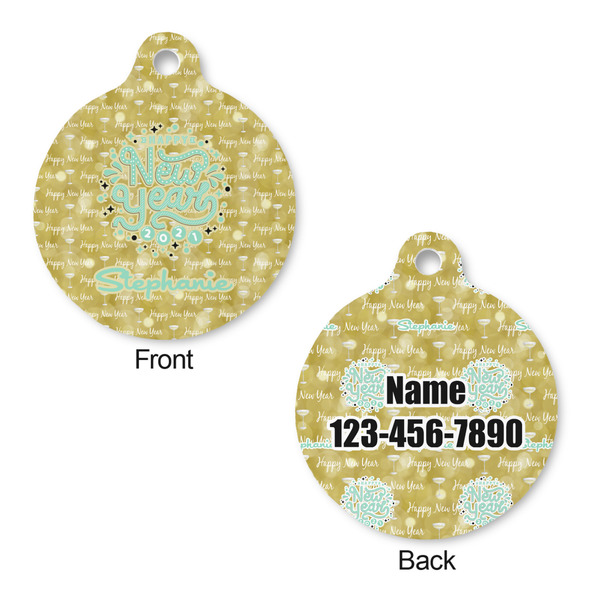 Happy New Year Round Pet ID Tag - Large - Approval