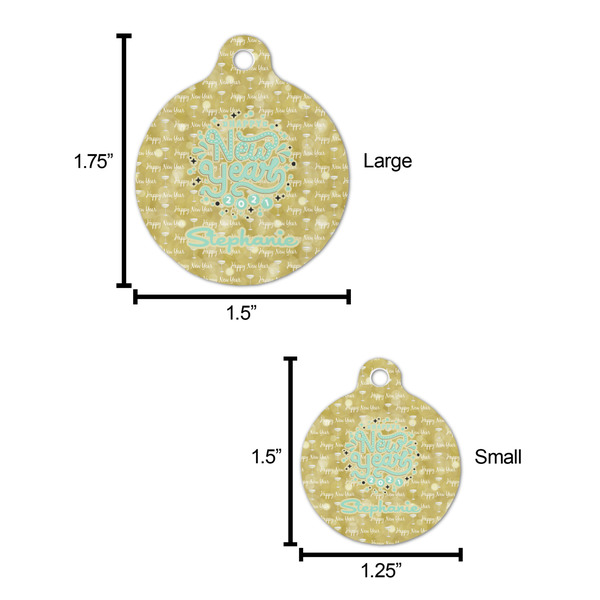 Happy New Year Round Pet ID Tag - Large - Comparison Scale