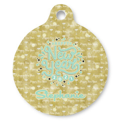 Happy New Year Round Pet ID Tag - Large (Personalized)