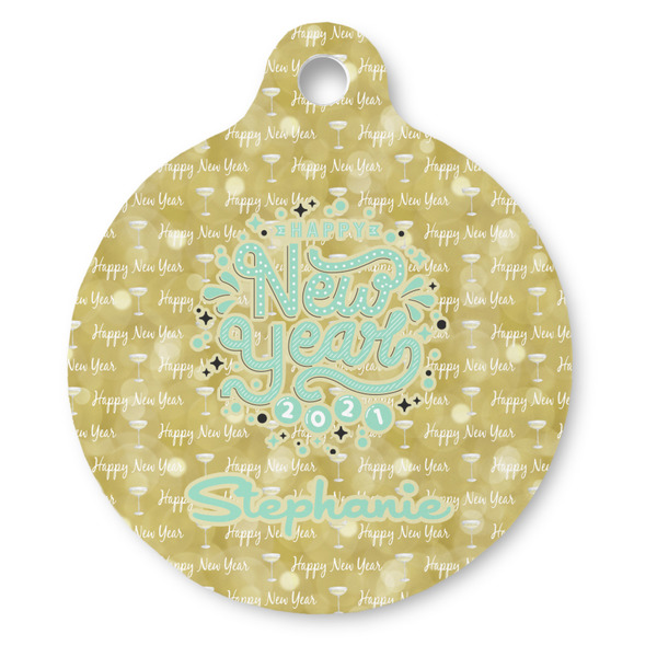 Custom Happy New Year Round Pet ID Tag (Personalized)