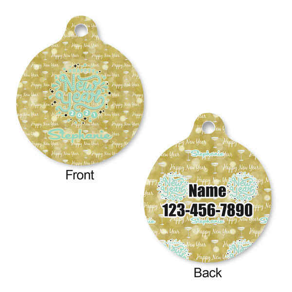 Happy New Year Round Pet Tag - Front & Back