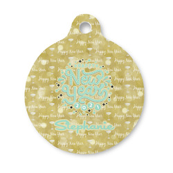 Happy New Year Round Pet ID Tag - Small (Personalized)