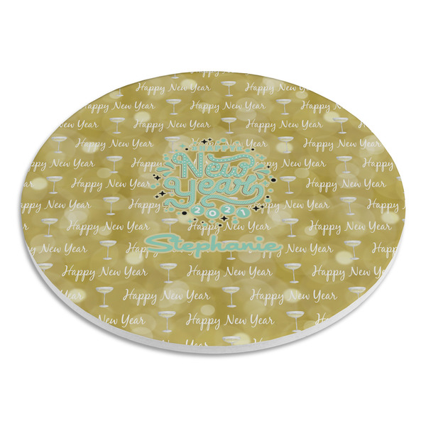 Happy New Year Round Stone Trivet - Angle View