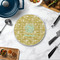 Happy New Year Round Stone Trivet - In Context View