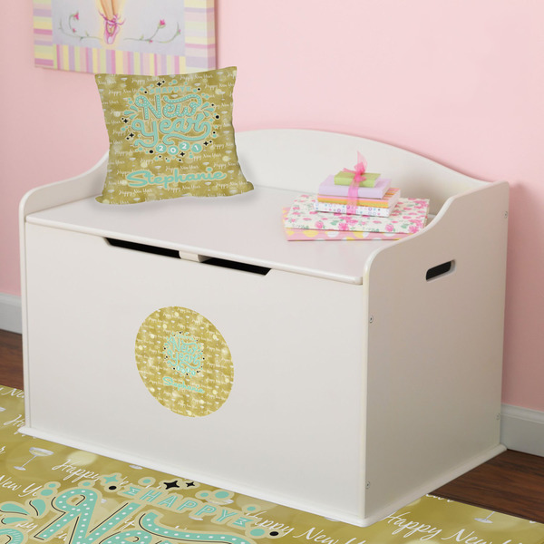 Happy New Year Round Wall Decal on Toy Chest