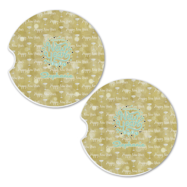 Happy New Year Sandstone Car Coasters - Set of 2