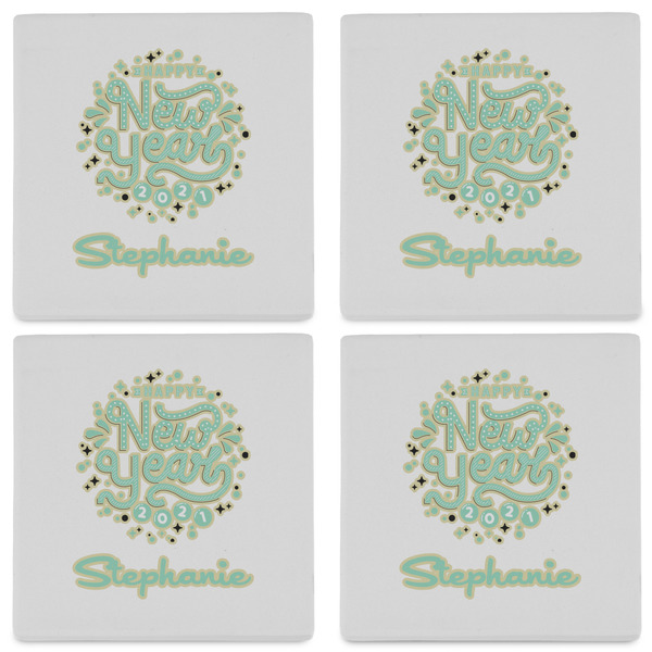Happy New Year Set of 4 Sandstone Coasters - See All 4 View
