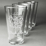 Happy New Year Pint Glasses - Engraved (Set of 4) (Personalized)