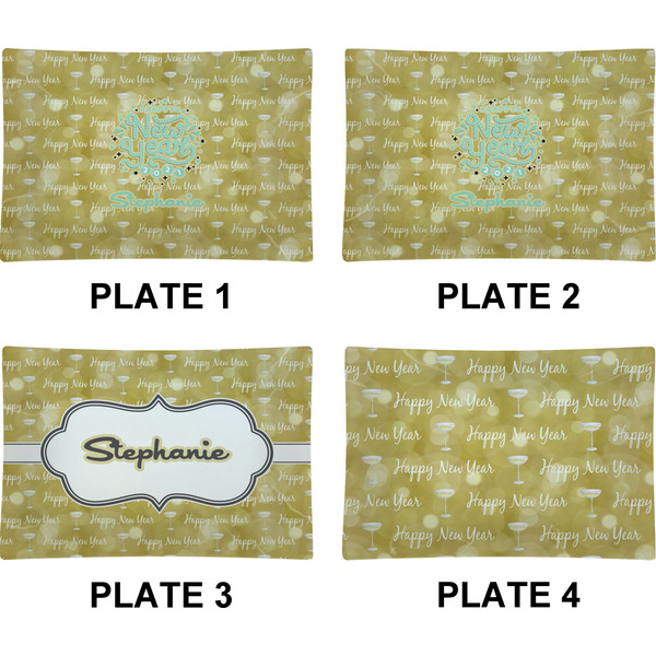 Happy New Year Set of Rectangular Appetizer / Dessert Plates (Approval)