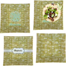Happy New Year Set of 4 Glass Square Lunch / Dinner Plate 9.5" w/ Name or Text