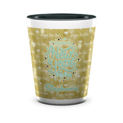 Happy New Year Ceramic Shot Glass - 1.5 oz - Two Tone - Single (Personalized)