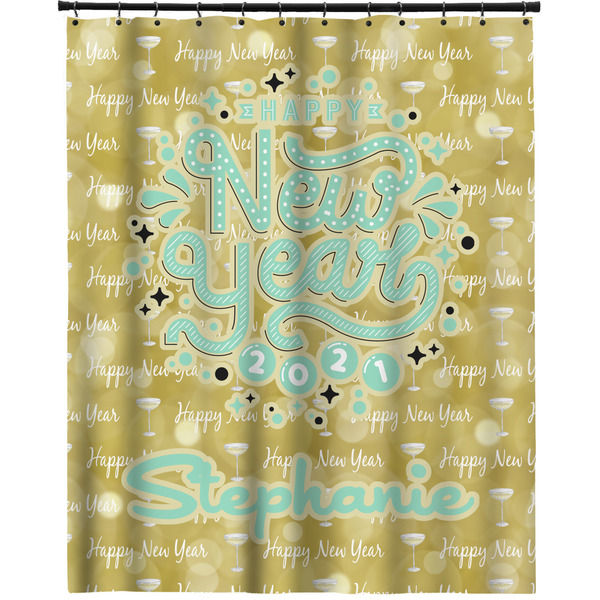 Custom Happy New Year Extra Long Shower Curtain - 70"x83" w/ Name or Text