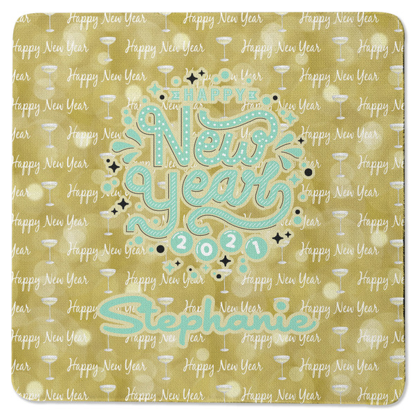 Happy New Year Square Coaster Rubber Back - Single