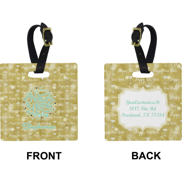 Happy New Year Square Luggage Tag (Front + Back)