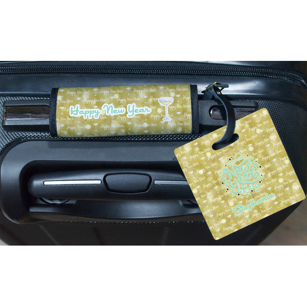 Happy New Year Square Luggage Tag & Handle Wrap - In Context