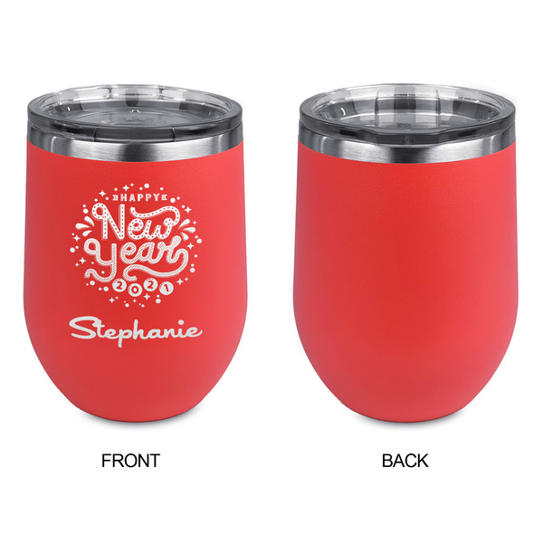 Happy New Year Stainless Wine Tumblers - Coral - Single Sided - Approval