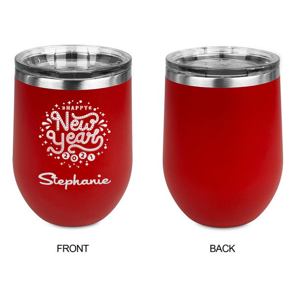 Happy New Year Stainless Wine Tumblers - Red - Single Sided - Approval